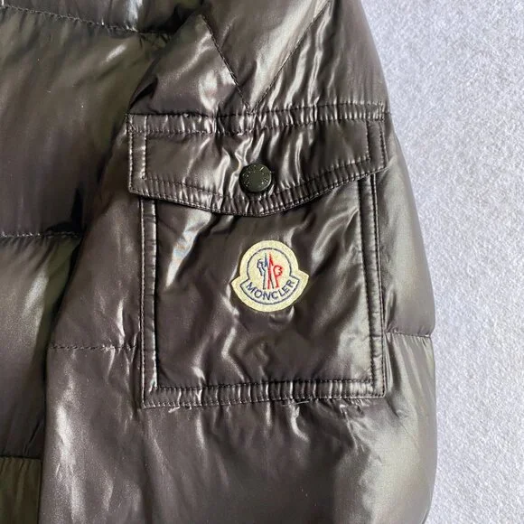 Moncler Maya Puffer Jacket Men's 5 Black Shiny Glossy Down Coat - Picture 7 of 16